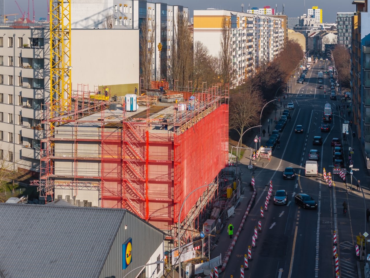 Baustelle Azubiwohnen Jugendwohnen Berlin-Mitte von oben